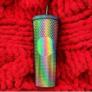 Starbucks Limited Edition Studded Oil Slick Rainbow Iridescent Tumbler 24 OZ